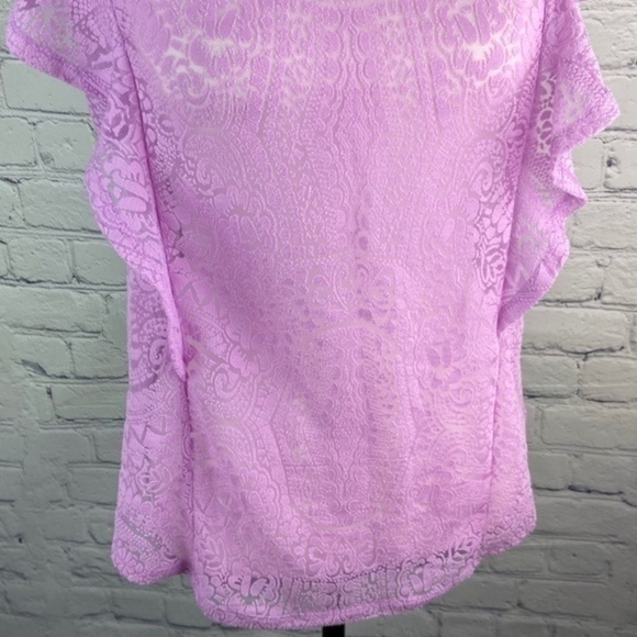 Apt 9 Top Burn Out Semi Sheer Flutter Sleeve Blouse Size M - Picture 7 of 15